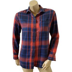 Old Navy XS Red Blue Plaid Boyfriend Button Up Shirt